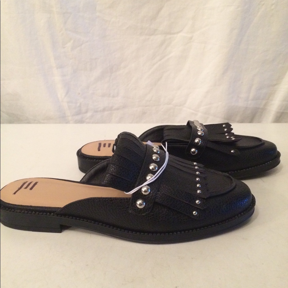 andeawy black fringe mules 6.5